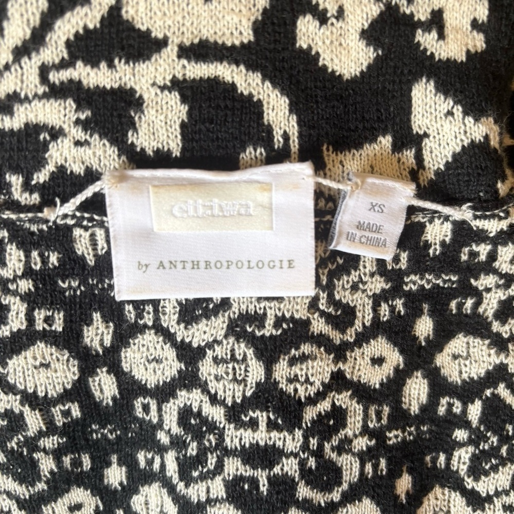Anthropologie Ett:Twa Reversible Artisan Knit Floral Sweater Blazer Cardigan XS - Picture 7 of 14